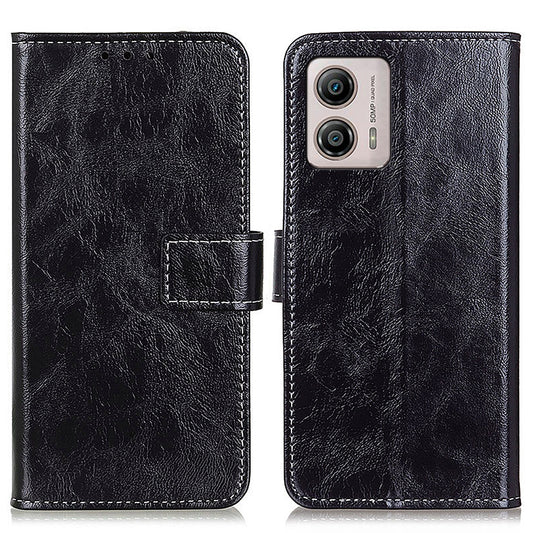 For Motorola Moto G53 5G Stand Phone Cover Retro Crazy Horse Texture PU Leather Phone Wallet Cover