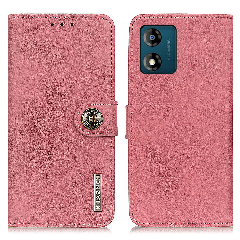 KHAZNEH Phone Case for Motorola Moto E13 4G , Flip Leather Cowhide Texture Wallet Stand Anti-fall Mobile Phone Cover