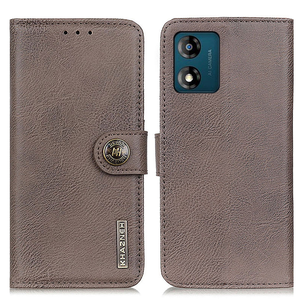 KHAZNEH Phone Case for Motorola Moto E13 4G , Flip Leather Cowhide Texture Wallet Stand Anti-fall Mobile Phone Cover