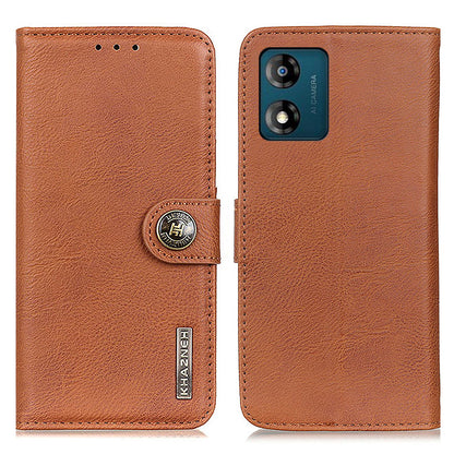 KHAZNEH Phone Case for Motorola Moto E13 4G , Flip Leather Cowhide Texture Wallet Stand Anti-fall Mobile Phone Cover