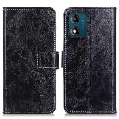 Shockproof Phone Cover For Motorola Moto E13 4G , Leather Retro Crazy Horse Texture Phone Case Stand Wallet