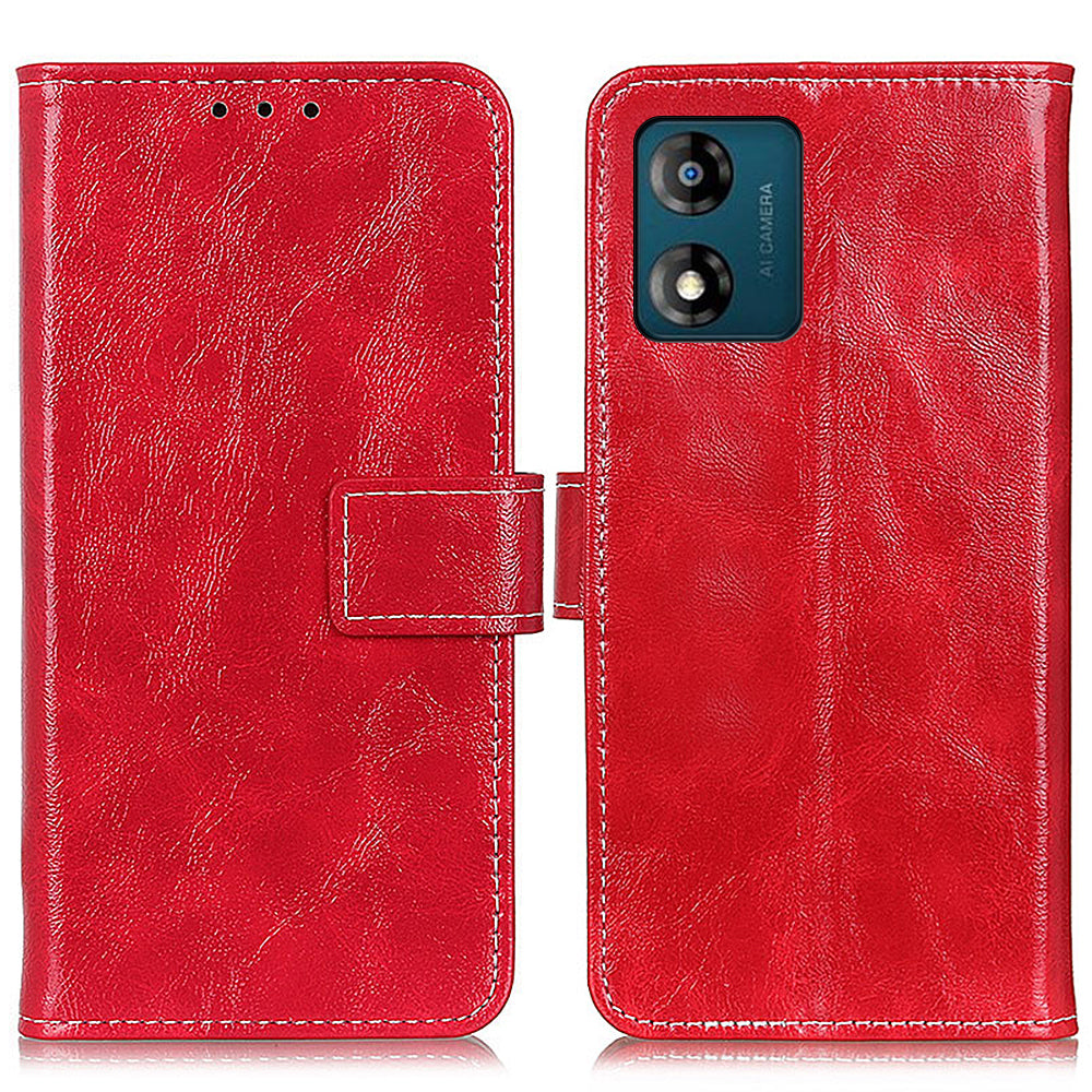 Shockproof Phone Cover For Motorola Moto E13 4G , Leather Retro Crazy Horse Texture Phone Case Stand Wallet