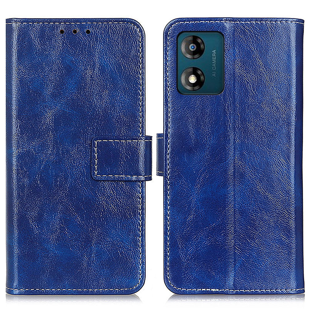 Shockproof Phone Cover For Motorola Moto E13 4G , Leather Retro Crazy Horse Texture Phone Case Stand Wallet