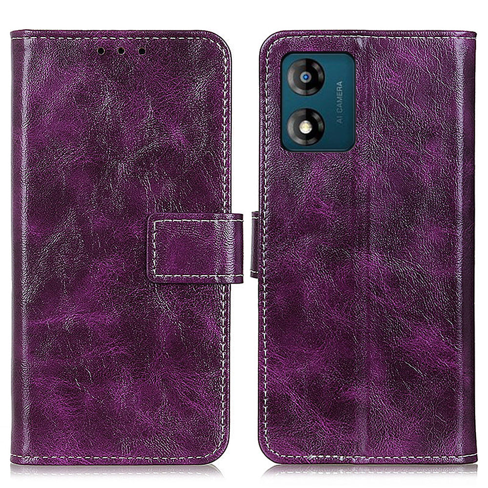 Shockproof Phone Cover For Motorola Moto E13 4G , Leather Retro Crazy Horse Texture Phone Case Stand Wallet