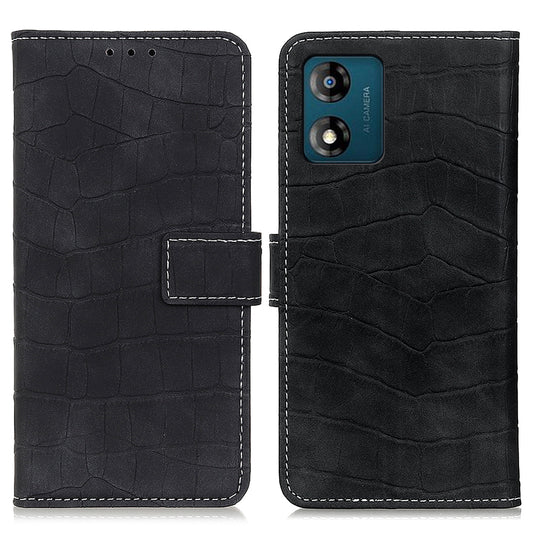 Anti-drop Smartphone Case For Motorola Moto E13 4G , Flip Leather Wallet Stand Crocodile Texture Phone Cover