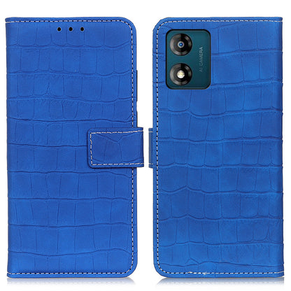 Anti-drop Smartphone Case For Motorola Moto E13 4G , Flip Leather Wallet Stand Crocodile Texture Phone Cover