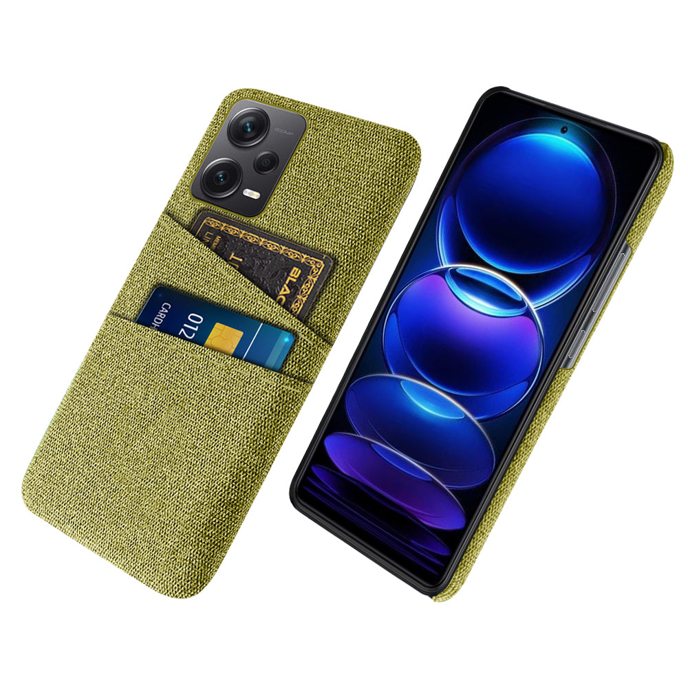 For Xiaomi Redmi Note 12 Pro+ 5G Cloth Texture Phone Back Cover Slim-Fit Cellphone Protective Case with 2 Card Slots