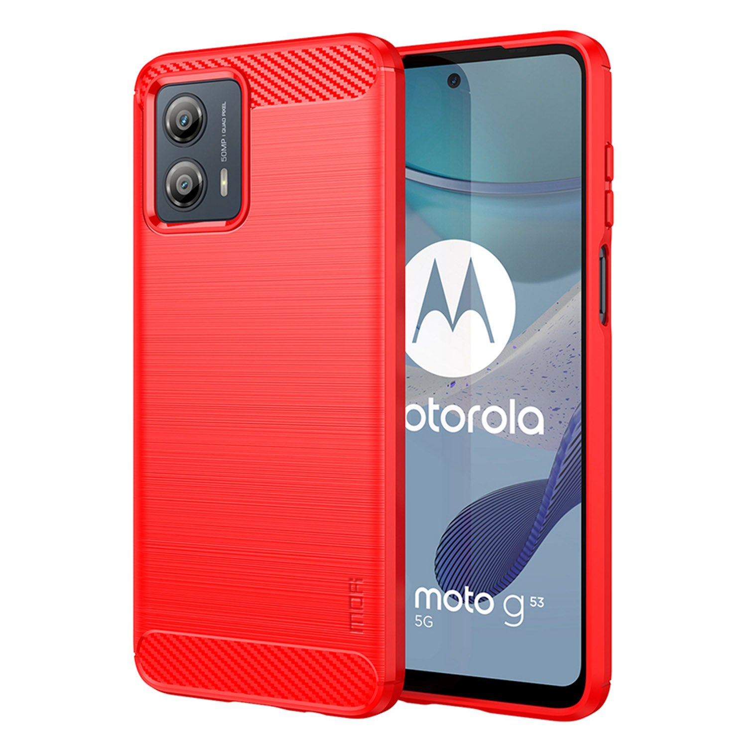 MOFI JK TPU Series-1 for Motorola Moto G53 5G Carbon Fiber Cell Phone Case Brushed TPU Back Cover