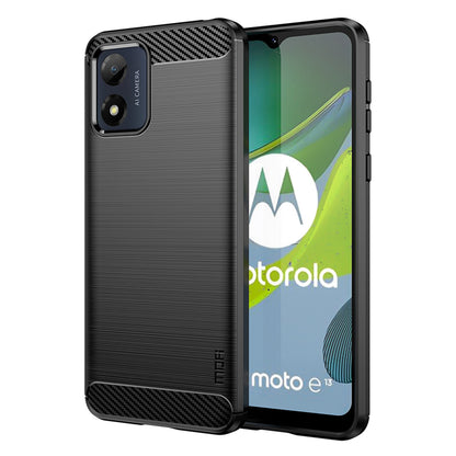 MOFI JK TPU Series-1 for Motorola Moto E13 4G Phone Cover Anti-Scratch Brushed Carbon Fiber Phone Case TPU Phone Shell