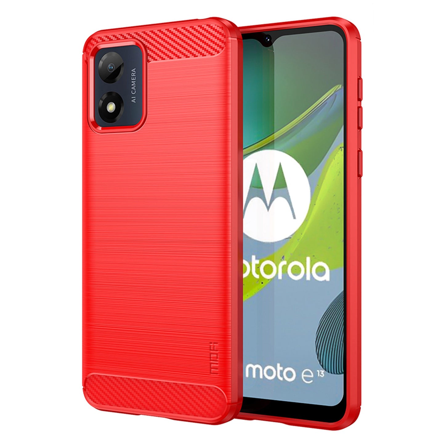 MOFI JK TPU Series-1 for Motorola Moto E13 4G Phone Cover Anti-Scratch Brushed Carbon Fiber Phone Case TPU Phone Shell