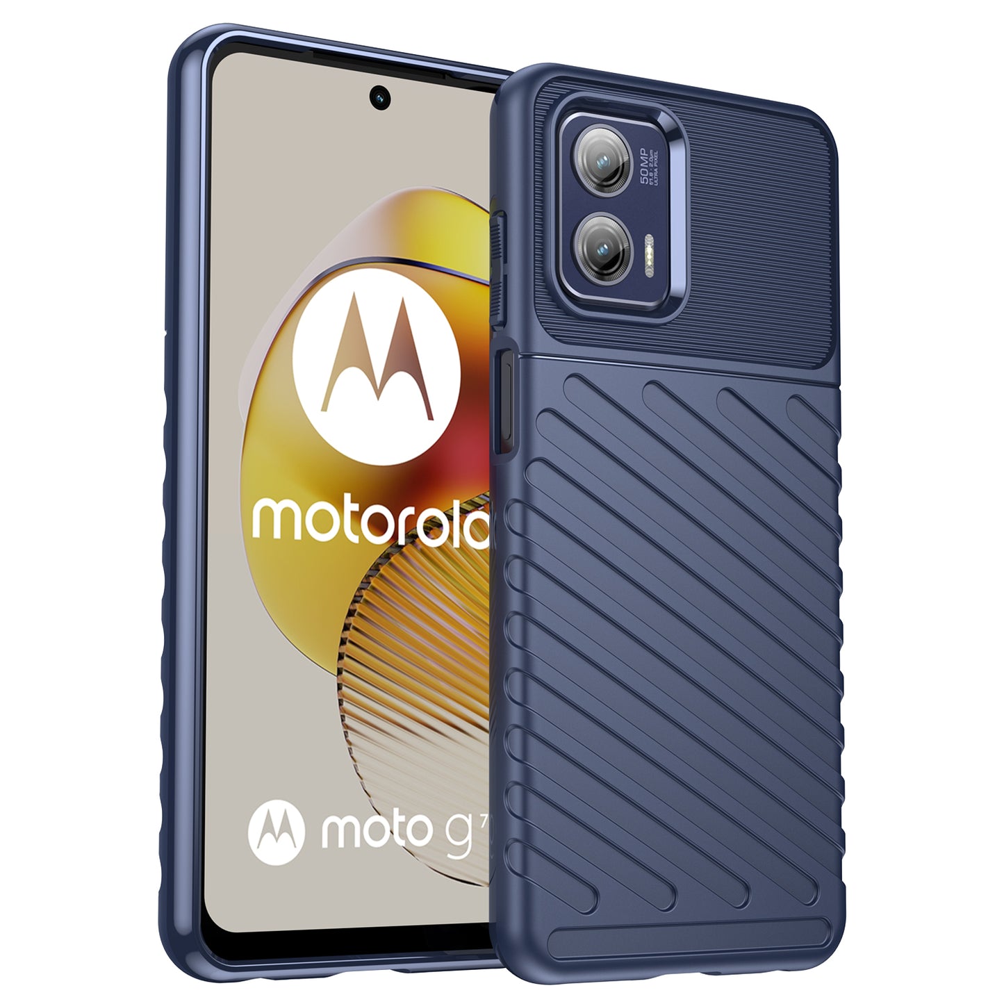 For Motorola Moto G73 5G Thunder Series Shockproof TPU Phone Case Thickened Twill Texture Cell Phone Case