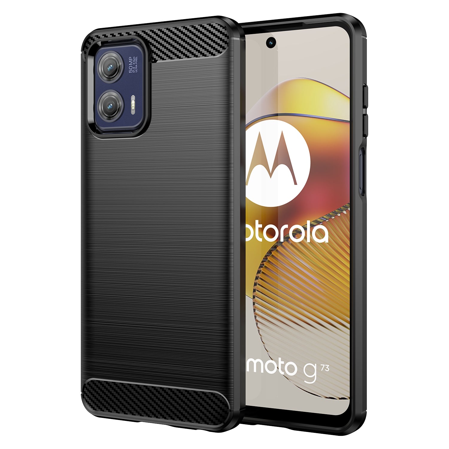 For Motorola Moto G73 5G Phone Shell Case Brushed Carbon Fiber Texture Mobile Phone Case Cover