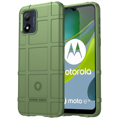 For Motorola Moto E13 4G Rugged Square Grid Texture Cell Phone Case Shockproof Soft TPU Phone Cover