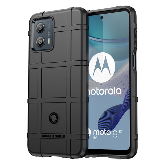 TPU Phone Cover For Motorola Moto G53 5G Rugged Square Grid Texture Drop-proof Mobile Phone Case