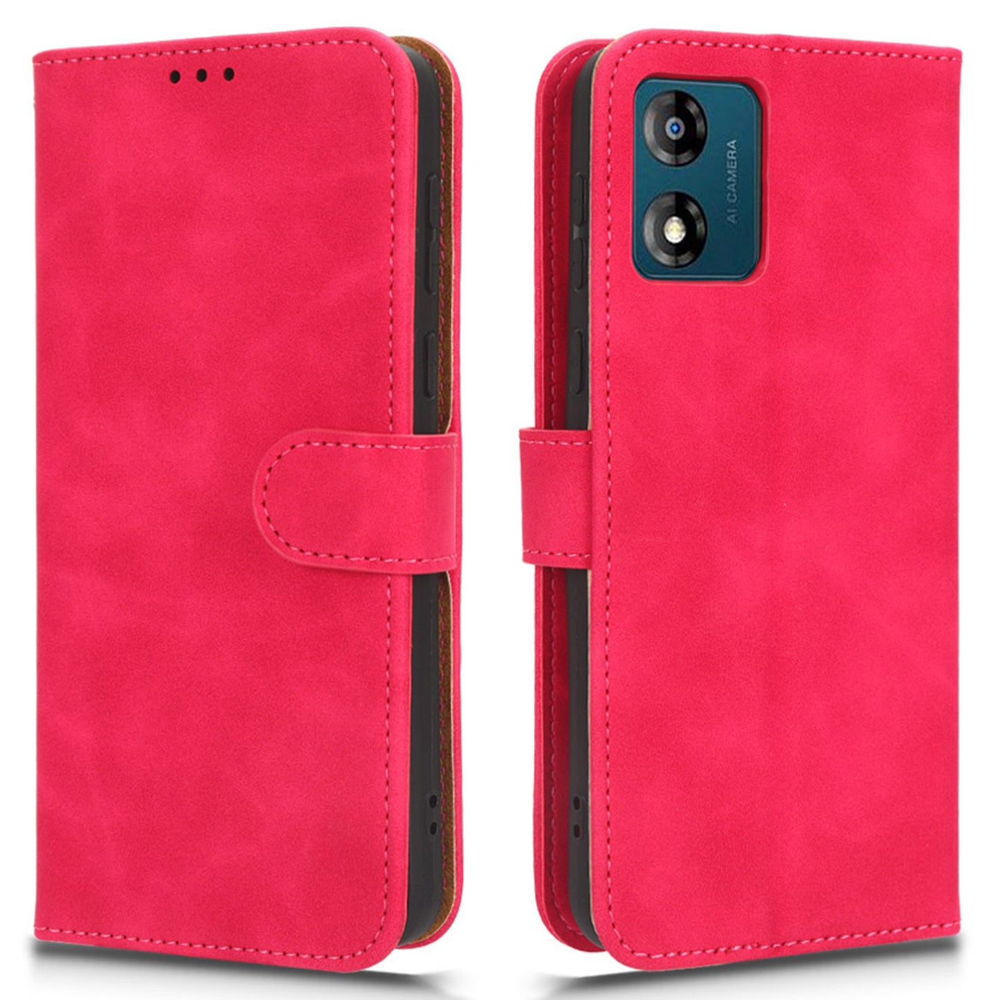 Leather Mobile Phone Case For Motorola Moto E13 4G , Skin-touch Shockproof Flip Phone Cover Stand Wallet