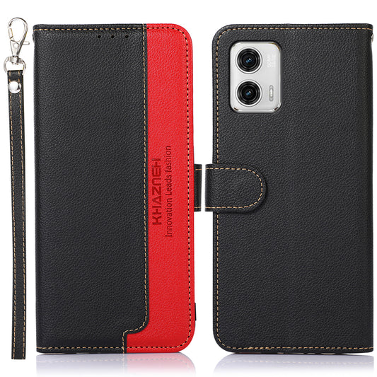 KHAZNEH For Motorola Moto G73 5G RFID Blocking Phone Case Litchi Texture Stand Wallet Phone Leather Cover