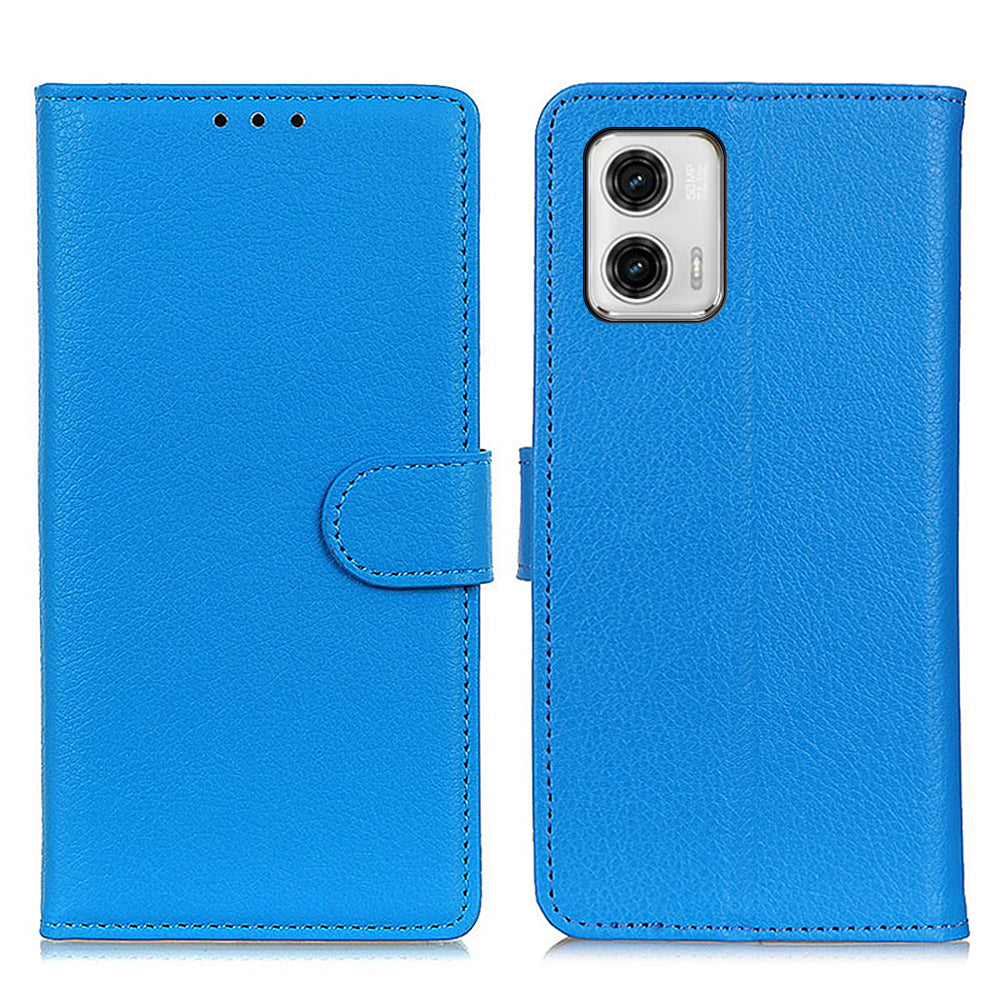 For Motorola Moto G73 5G Wallet Phone Cover Litchi Texture PU Leather Phone Stand Case