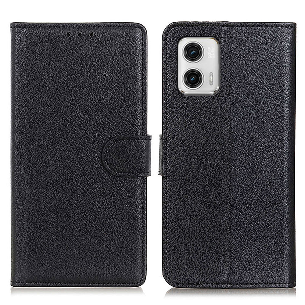 For Motorola Moto G73 5G Wallet Phone Cover Litchi Texture PU Leather Phone Stand Case