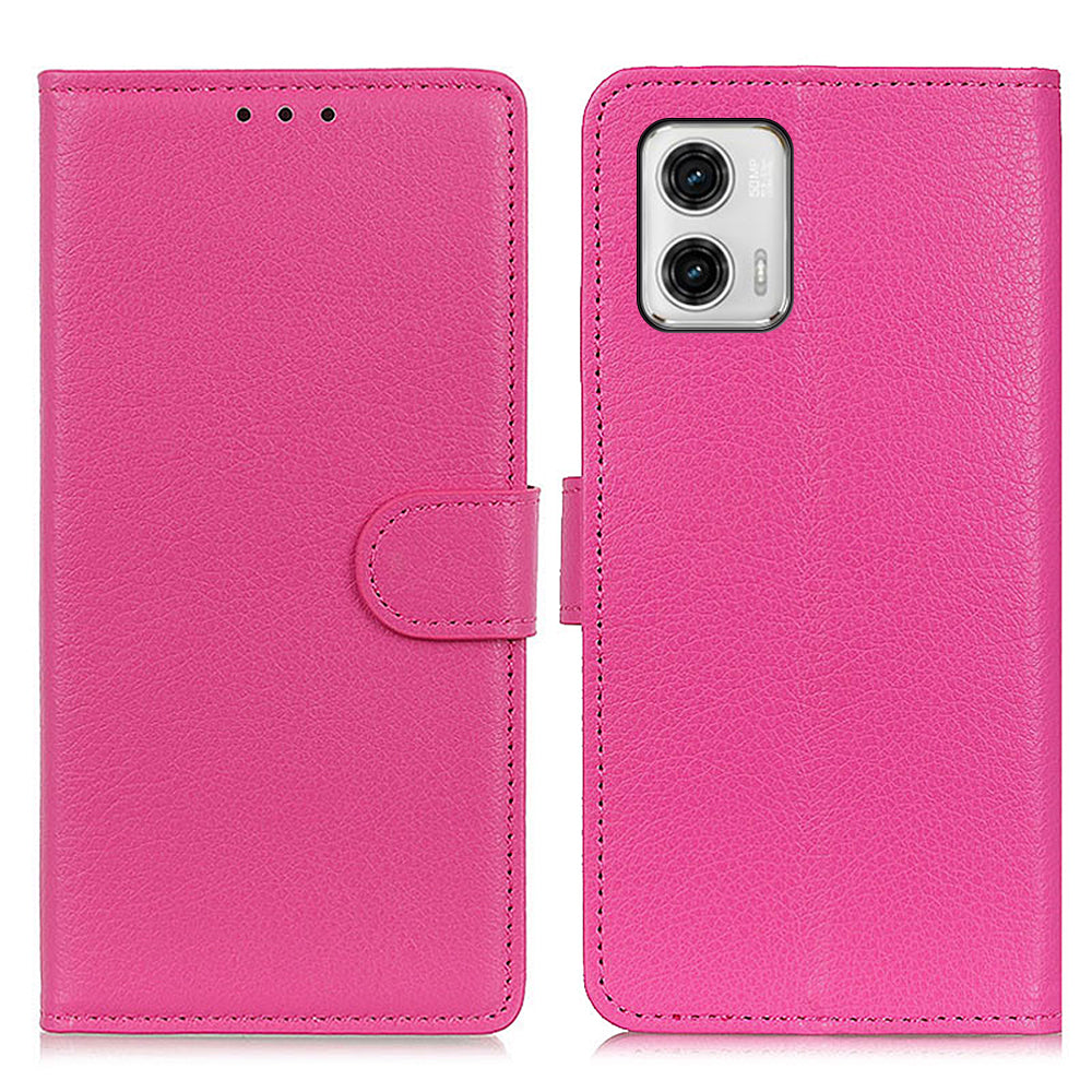 For Motorola Moto G73 5G Wallet Phone Cover Litchi Texture PU Leather Phone Stand Case