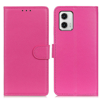 For Motorola Moto G73 5G Wallet Phone Cover Litchi Texture PU Leather Phone Stand Case