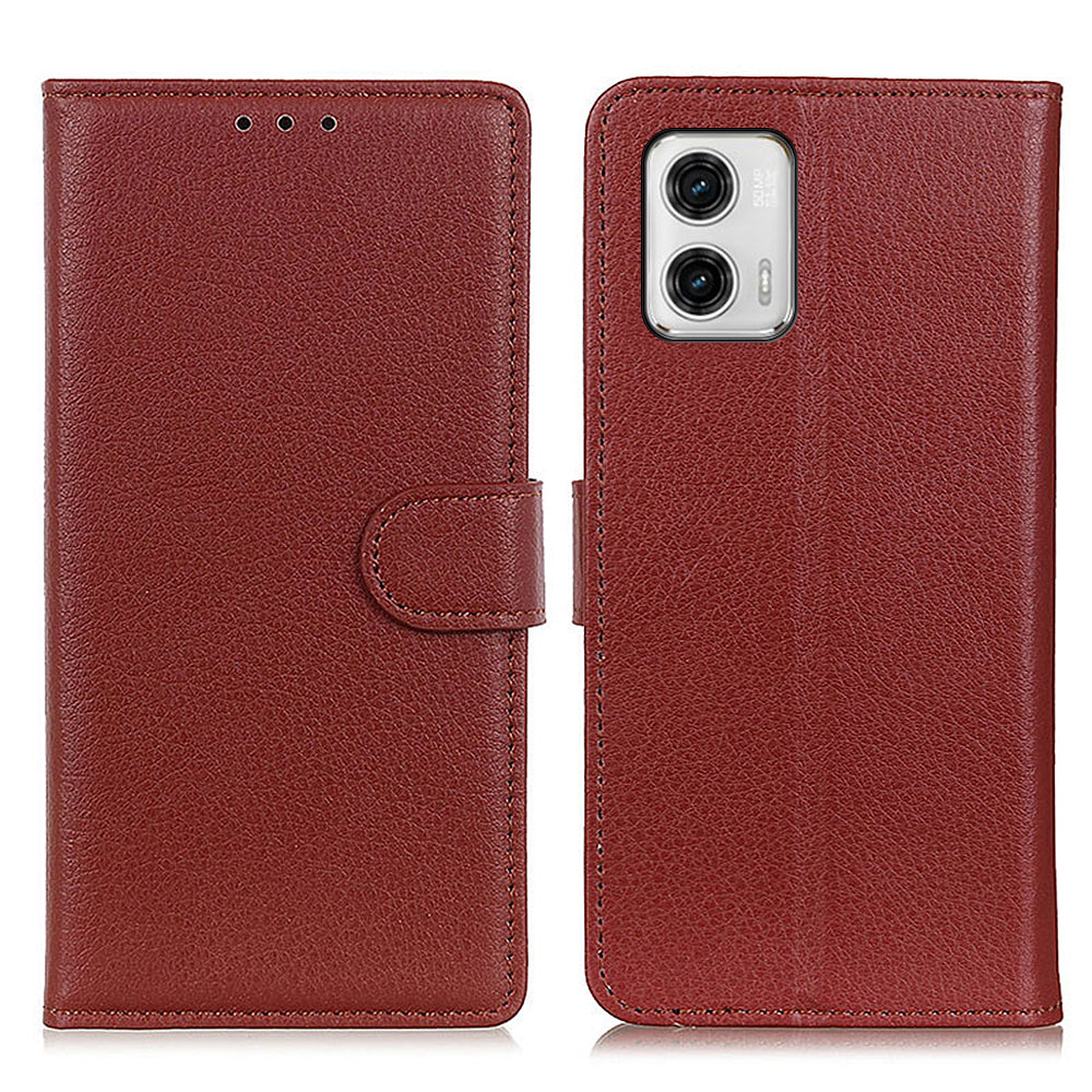 For Motorola Moto G73 5G Wallet Phone Cover Litchi Texture PU Leather Phone Stand Case