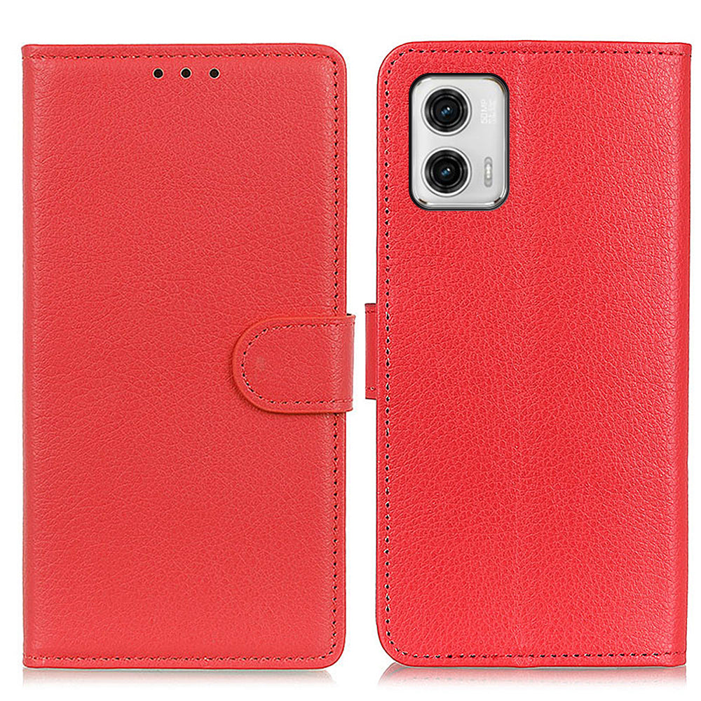 For Motorola Moto G73 5G Wallet Phone Cover Litchi Texture PU Leather Phone Stand Case