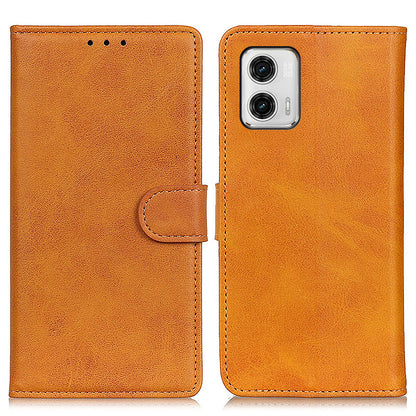 For Motorola Moto G73 5G Cowhide Texture Leather Protective Shell Supporting Stand Wallet Cover Phone Case