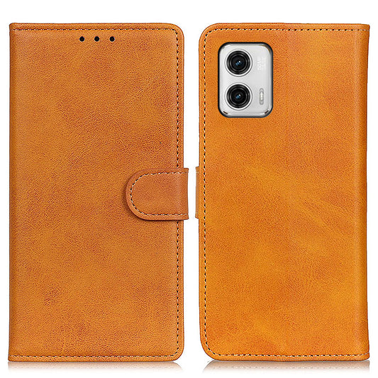 For Motorola Moto G73 5G Cowhide Texture Leather Protective Shell Supporting Stand Wallet Cover Phone Case