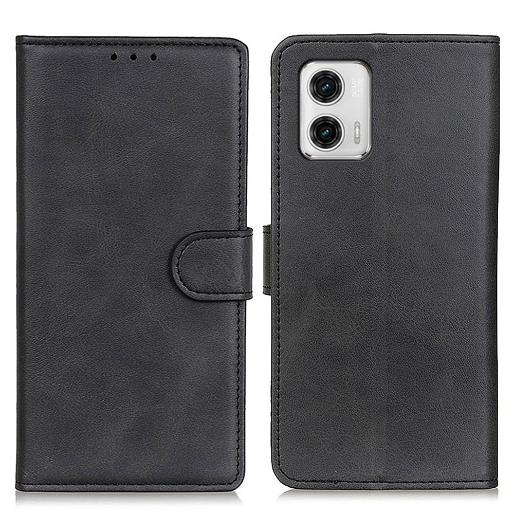 For Motorola Moto G73 5G Cowhide Texture Leather Protective Shell Supporting Stand Wallet Cover Phone Case