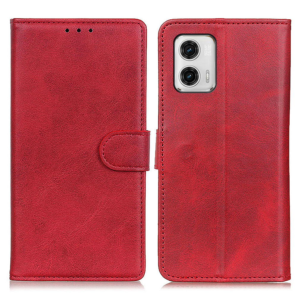 For Motorola Moto G73 5G Cowhide Texture Leather Protective Shell Supporting Stand Wallet Cover Phone Case