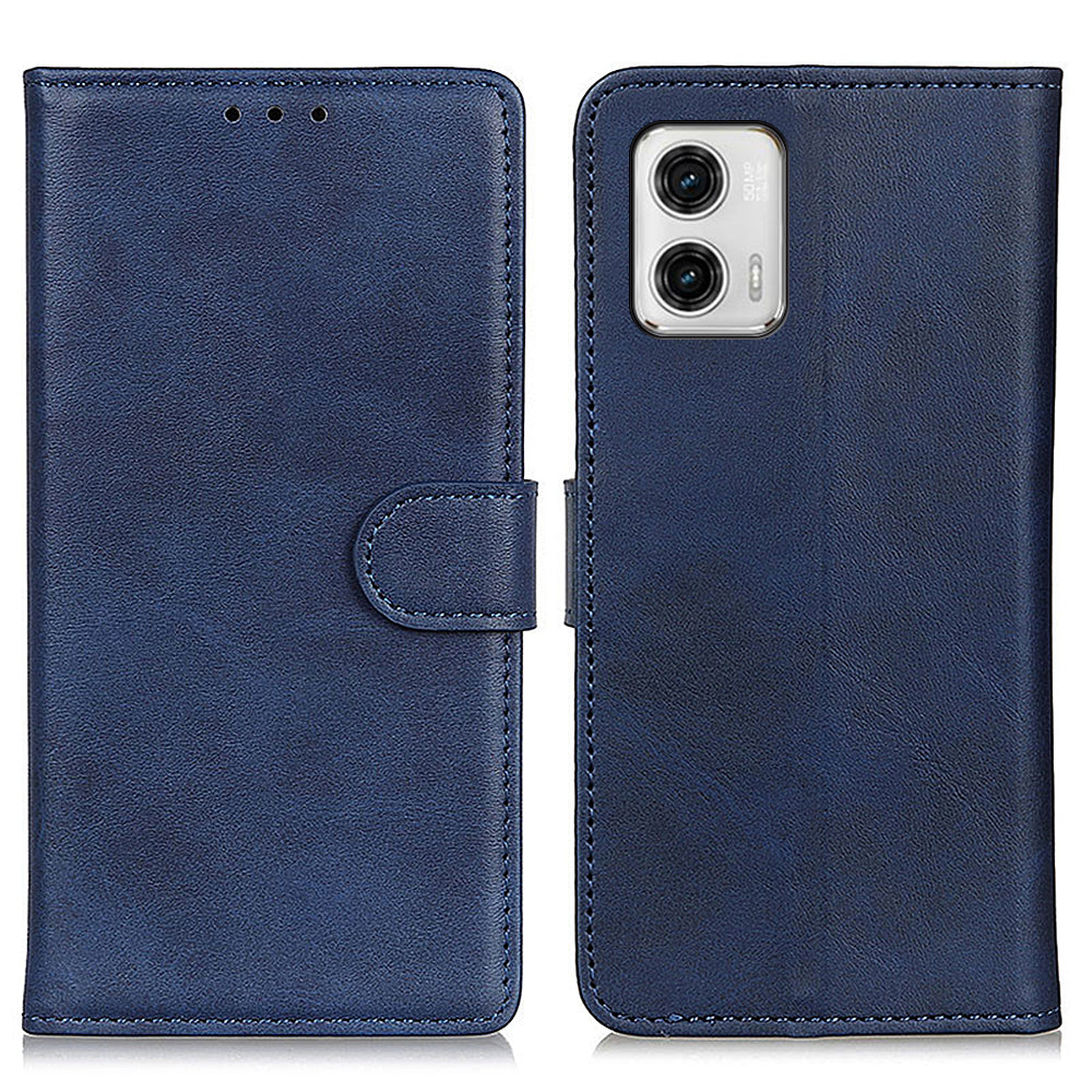 For Motorola Moto G73 5G Cowhide Texture Leather Protective Shell Supporting Stand Wallet Cover Phone Case