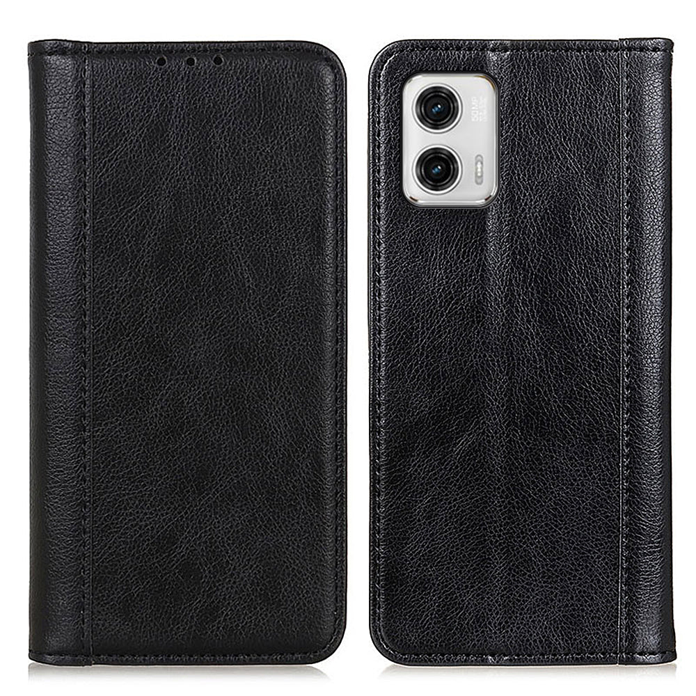 For Motorola Moto G73 5G Cell Phone Case Split Leather Stand Litchi Texture Shockproof Wallet Cover