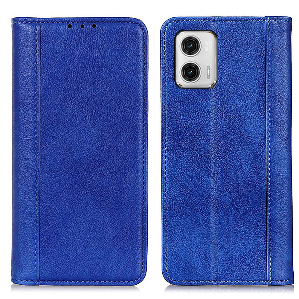 For Motorola Moto G73 5G Cell Phone Case Split Leather Stand Litchi Texture Shockproof Wallet Cover