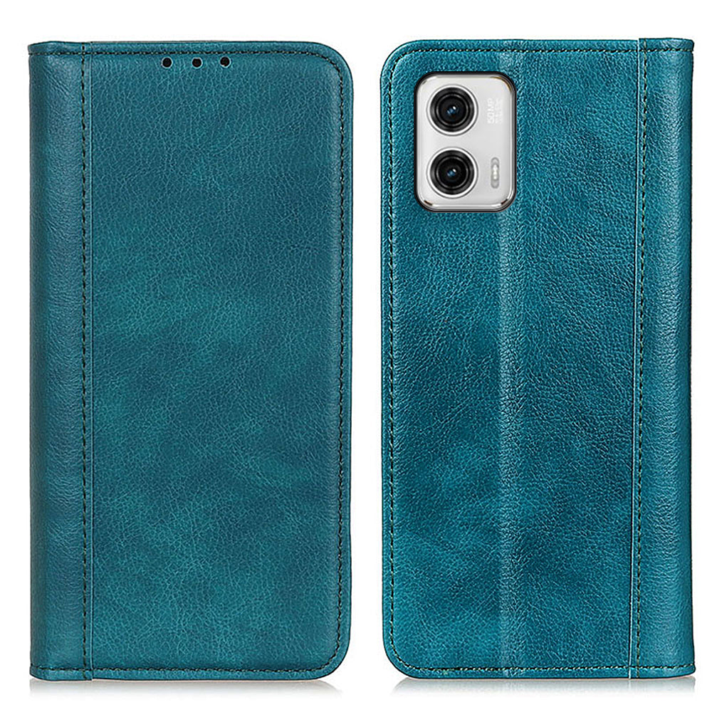 For Motorola Moto G73 5G Cell Phone Case Split Leather Stand Litchi Texture Shockproof Wallet Cover