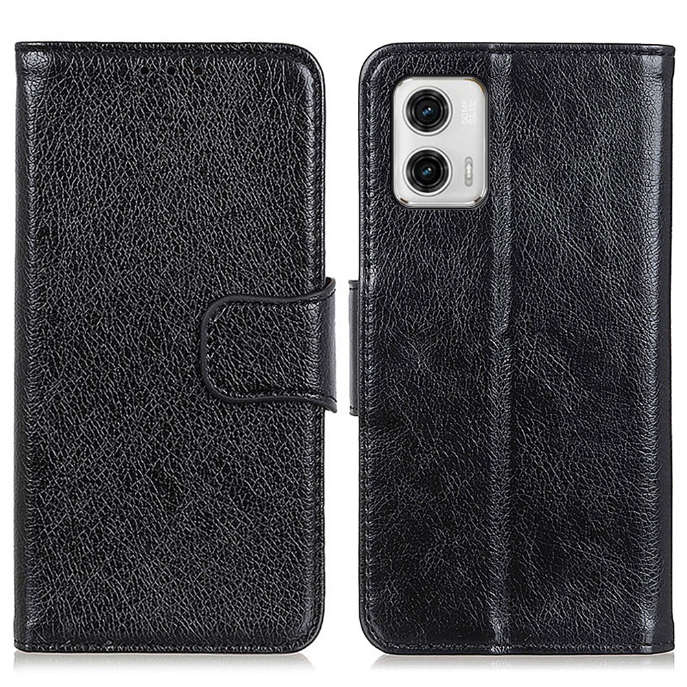 For Motorola Moto G73 5G Phone Wallet Cover Nappa Texture Split Leather Anti-drop Stand Case