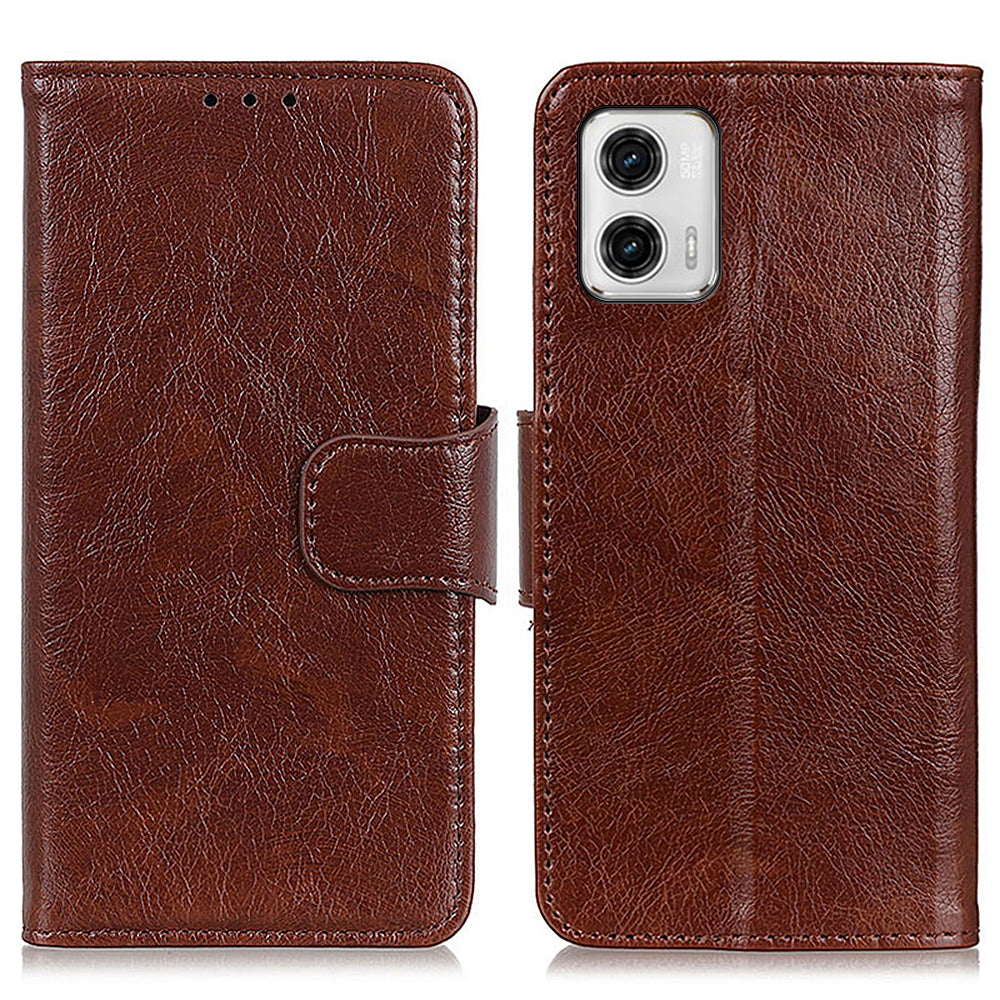 For Motorola Moto G73 5G Phone Wallet Cover Nappa Texture Split Leather Anti-drop Stand Case