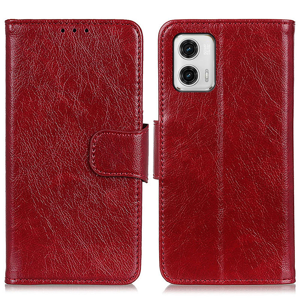 For Motorola Moto G73 5G Phone Wallet Cover Nappa Texture Split Leather Anti-drop Stand Case