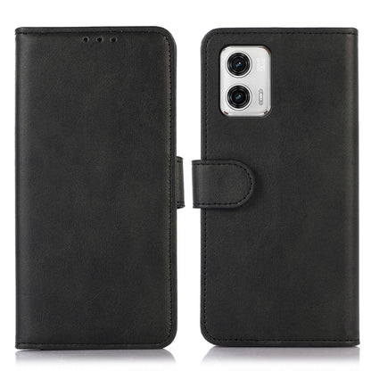 For Motorola Moto G73 5G Cowhide Texture Stand Case PU Leather Drop-proof Phone Wallet Cover