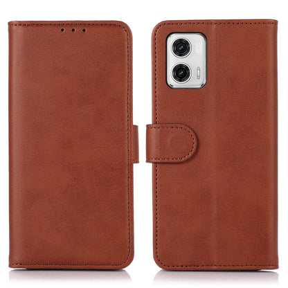 For Motorola Moto G73 5G Cowhide Texture Stand Case PU Leather Drop-proof Phone Wallet Cover