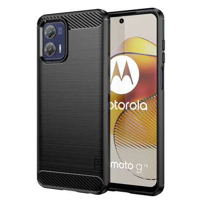 MOFI JK TPU Series-1 For Motorola Moto G73 5G Bump Proof Phone Cover Brushed Carbon Fiber Case TPU Shell