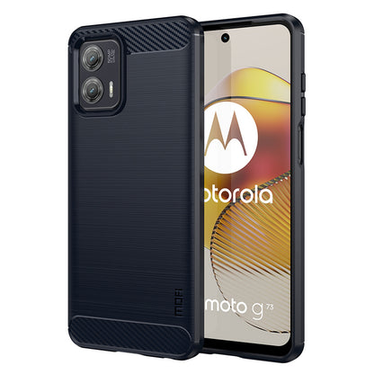 MOFI JK TPU Series-1 For Motorola Moto G73 5G Bump Proof Phone Cover Brushed Carbon Fiber Case TPU Shell