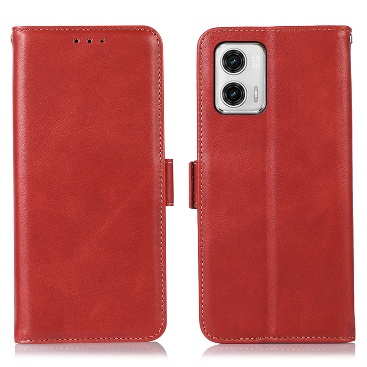 For Motorola Moto G73 5G RFID Blocking Phone Cover Genuine Cowhide Leather Case with Wallet Stand