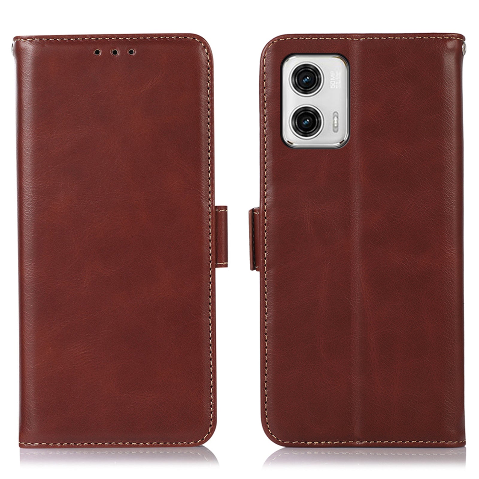 For Motorola Moto G73 5G RFID Blocking Phone Cover Genuine Cowhide Leather Case with Wallet Stand