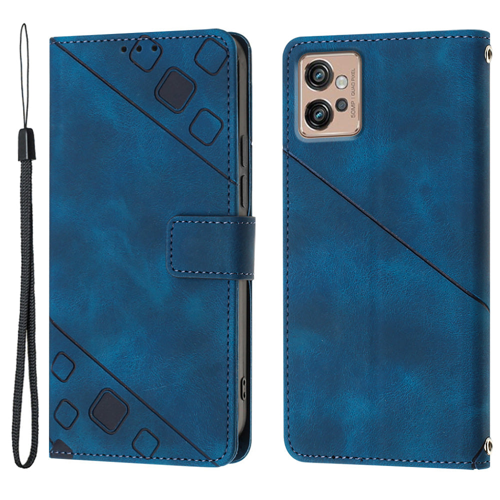 PT005 YB Imprinting Series-6 For Motorola Moto G32 4G Wallet Stand PU Leather Cover Skin Touch Phone Case