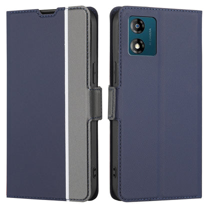 For Motorola Moto E13 4G Anti-drop Cover Twill Texture Stand Flip Leather Phone Case with Card Slots