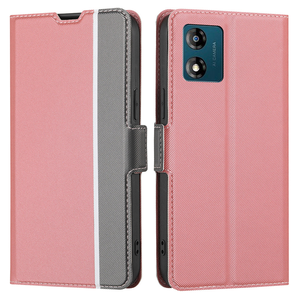 For Motorola Moto E13 4G Anti-drop Cover Twill Texture Stand Flip Leather Phone Case with Card Slots