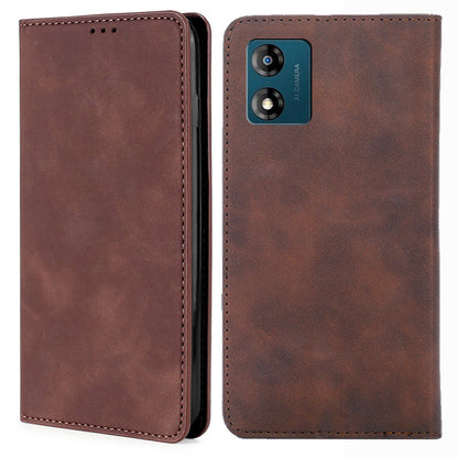 For Motorola Moto E13 4G Card Holder Protective Cover Skin-touch Leather Stand Phone Case