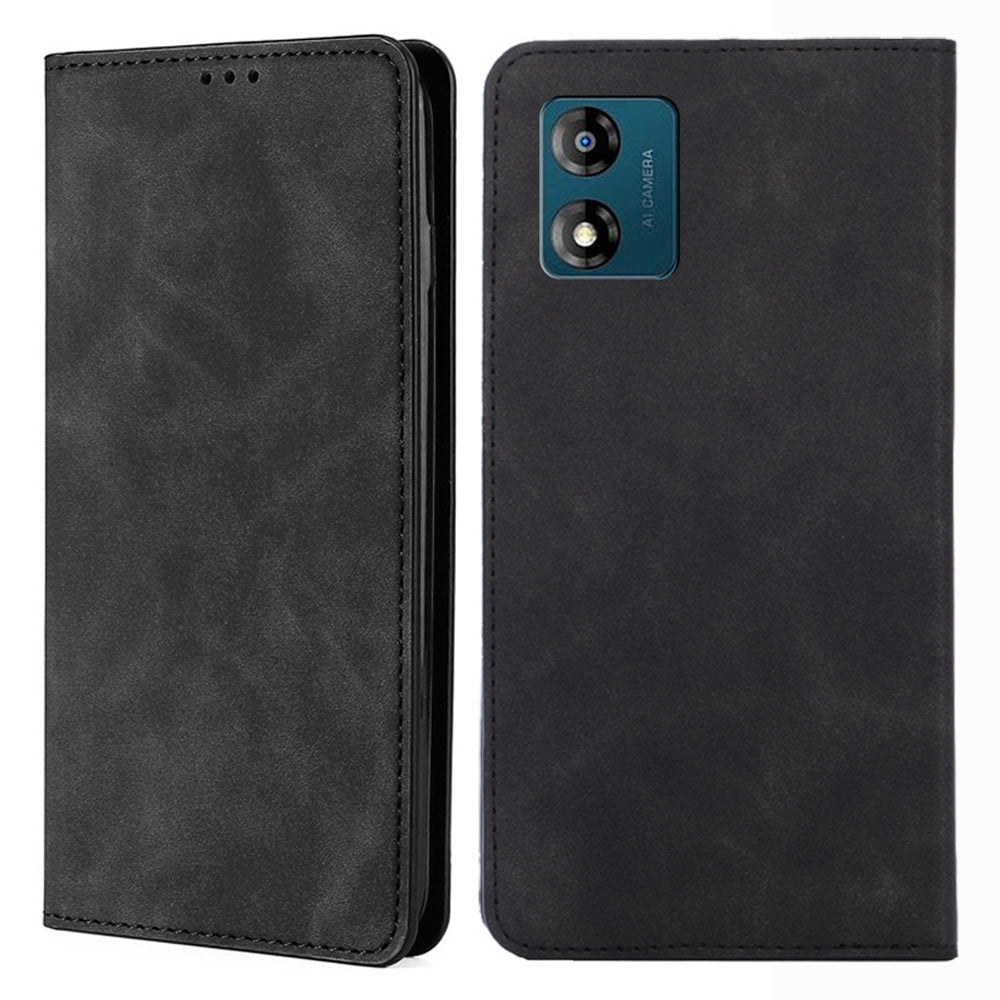 For Motorola Moto E13 4G Card Holder Protective Cover Skin-touch Leather Stand Phone Case