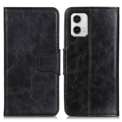 For Motorola Moto G73 5G Mobile Phone Stand Case Crazy Horse Texture Split Leather Wallet Cover