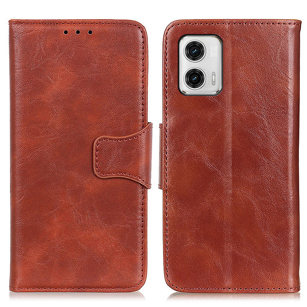 For Motorola Moto G73 5G Mobile Phone Stand Case Crazy Horse Texture Split Leather Wallet Cover